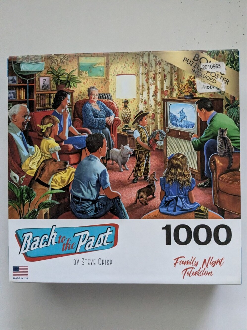 Back To The Past Puzzle 1000 Piece Family Night TV Complete 10+ Yrs 26 x 19 In